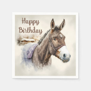 Servilleta De Papel Invierno vibes acuarela Donkey - Fiesta de cumplea