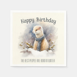 Servilleta De Papel Invierno vibes Ermine - Fiesta de cumpleaños -