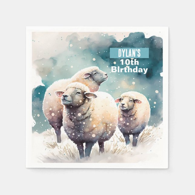 Servilleta De Papel Invierno vibes Oveja - Fiesta de cumpleaños - (Anverso)