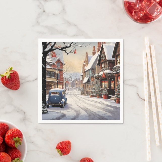 Servilleta De Papel Invierno vintage en la ciudad (In situ)