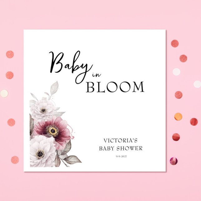 Servilleta De Papel Invitación a Baby Shower de Baby in Bloom (Subido por el creador)
