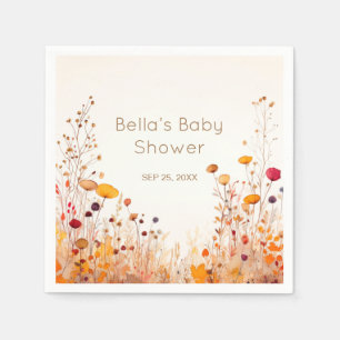 Servilleta De Papel Invitación a Baby Shower de Flor Silvestre de otoñ