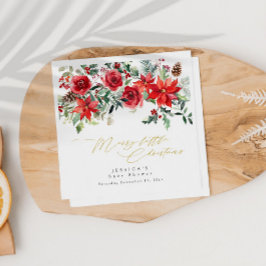 Servilleta De Papel Invitación a Baby Shower de Holly Greenery Navidad