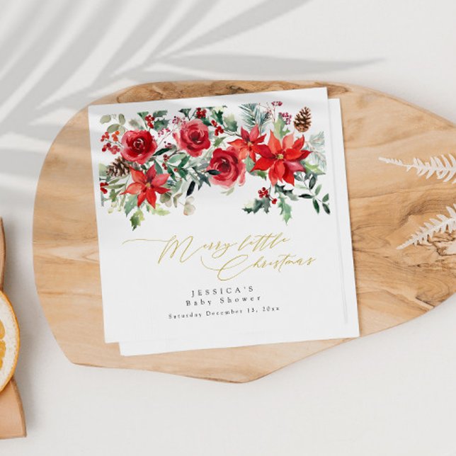 Servilleta De Papel Invitación a Baby Shower de Holly Greenery Navidad (Subido por el creador)