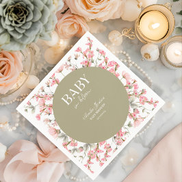 Servilleta De Papel Invitación a Baby Shower de Sage Green Baby Bloom