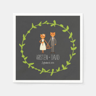 Servilleta De Papel Invitación a la boda de los gatos de boho rústico