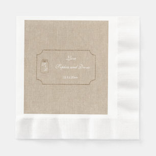 Servilleta De Papel Invitación a la boda   Mason Jar Linen Canvas