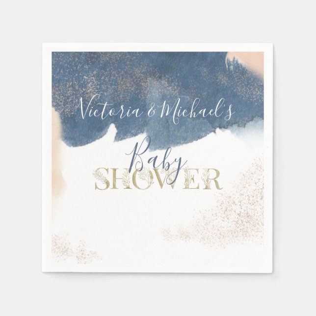 Servilleta De Papel Invitación a la ducha de la Marina Rubor Gold Baby (Anverso)