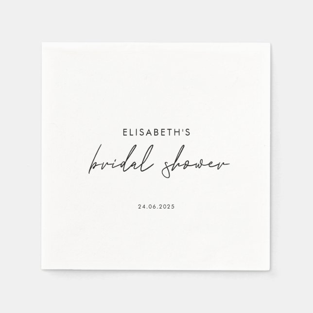 Servilleta De Papel Invitación a la ducha de novia con guión mínimo (Anverso)
