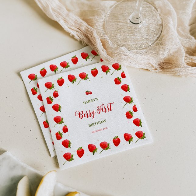 Servilleta De Papel Invitación a la fiesta de cumpleaños de Strawberry (Subido por el creador)