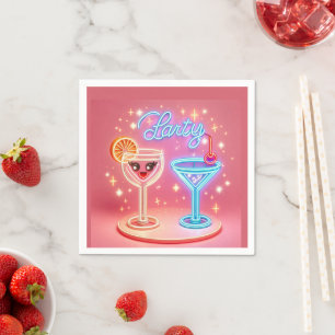 Servilleta De Papel Invitación a neón de tiempo Fiesta personalizado