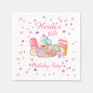 Servilleta De Papel Invitación a una fiesta dulce, cumpleaños editable