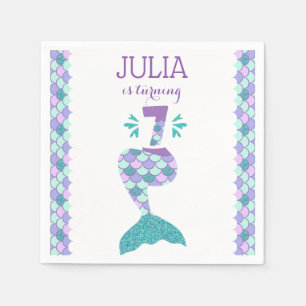 Servilleta De Papel Invitación al cumpleaños de la sirena bajo el Fies