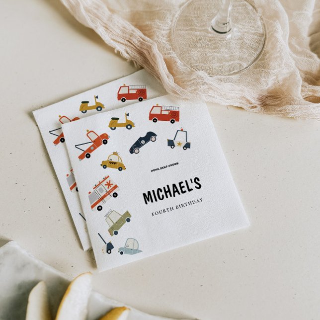 Servilleta De Papel Invitación al cumpleaños de los coches de la ciuda (Subido por el creador)