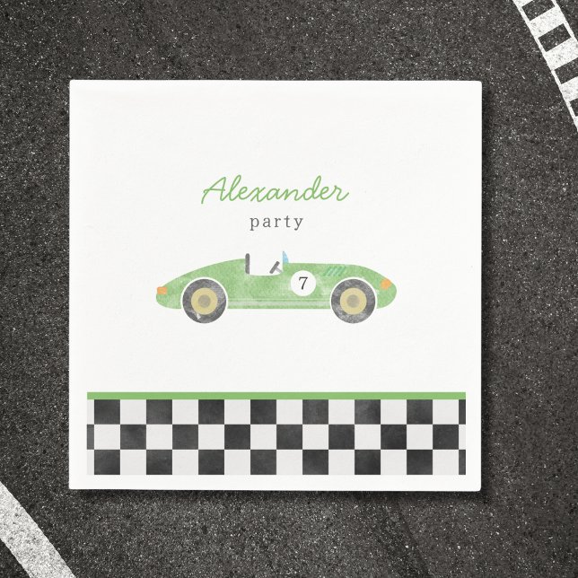 Servilleta De Papel Invitación al cumpleaños del coche de carrera verd (Subido por el creador)