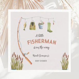 Servilleta De Papel Invitación Baby Shower de pescadores pequeños
