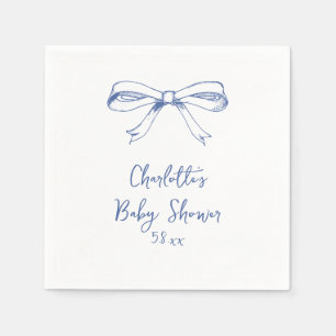 Servilleta De Papel Invitación de Baby Shower Azul Coquette con Letra 
