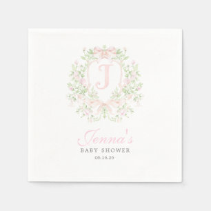Servilleta De Papel Invitación de baby shower con escudo elegante