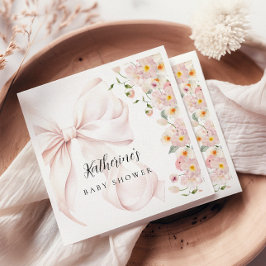 Servilleta De Papel Invitación de Baby Shower con Lazo Rosa Suave Baby