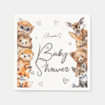 Invitación de baby shower con tema de animales del