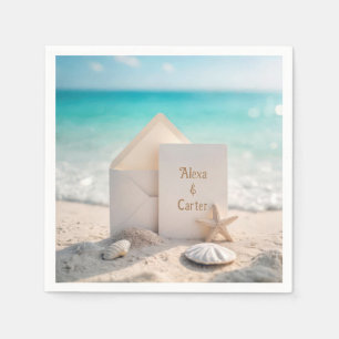 Servilleta De Papel Invitación de Boda en la Playa con Estrella de Mar