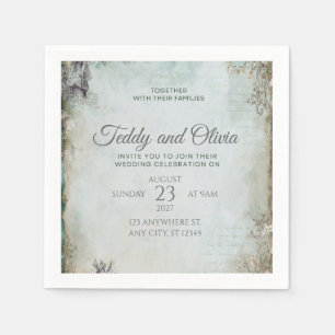 Servilleta De Papel Invitación de boda floral con molino de viento rús