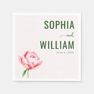 Servilleta De Papel Invitación de Boda Floral Rosa Sereno