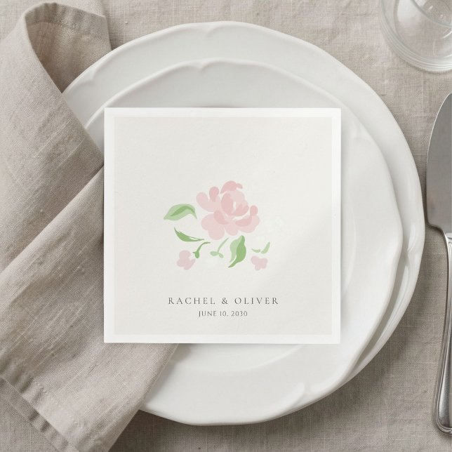 Servilleta De Papel Invitación de boda Ivory | Chic Blush Rose  (Subido por el creador)