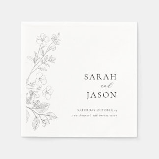 Servilleta De Papel Invitación de boda minimalista floral