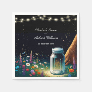 Servilleta De Papel Invitación de Boda Rústica de Luciérnaga Elegante