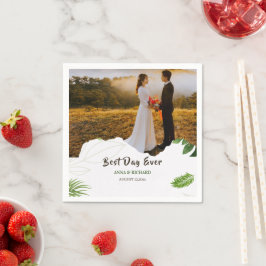Servilleta De Papel Invitación de Boda Tropical Romántica