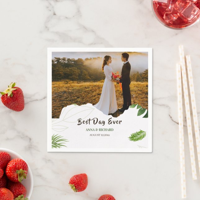 Servilleta De Papel Invitación de Boda Tropical Romántica (In situ)