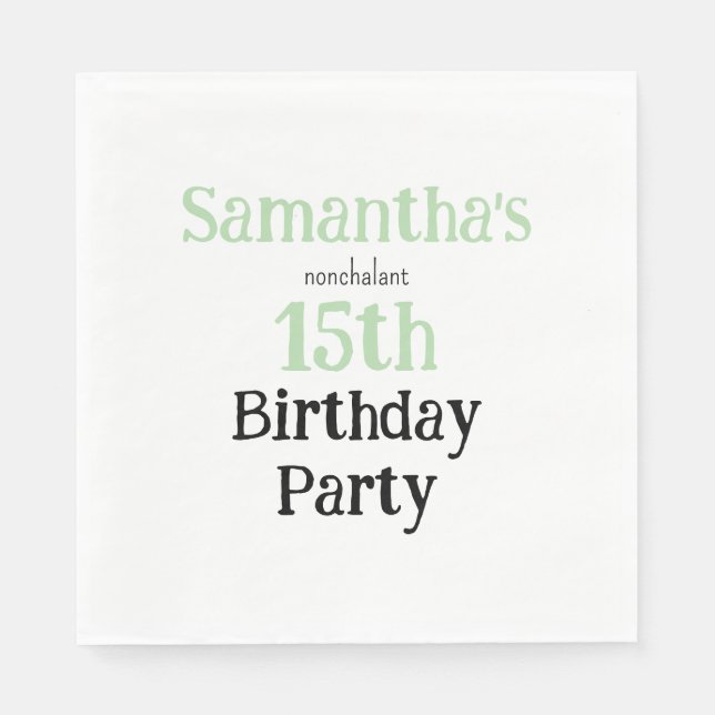 Servilleta De Papel Invitación de cumpleaños adolescente despreocupada (Anverso)