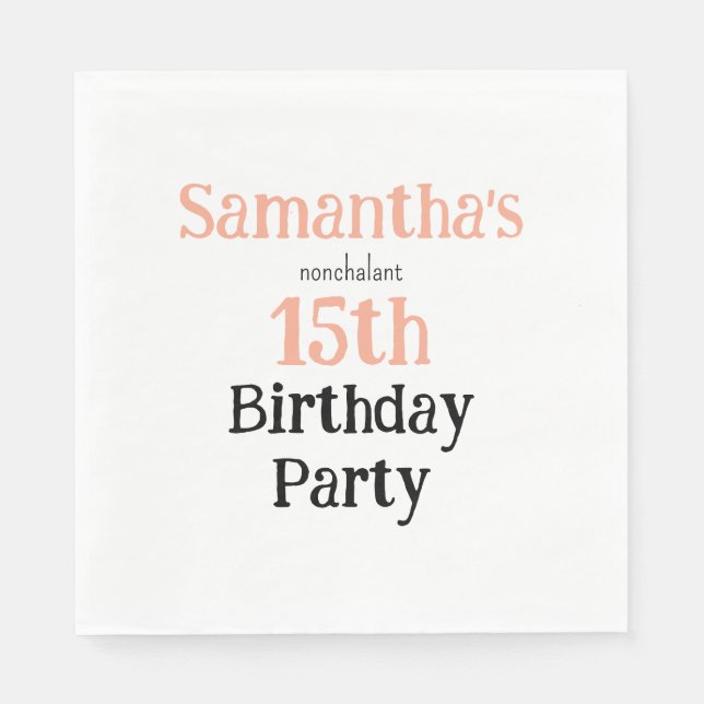 Servilleta De Papel Invitación de cumpleaños adolescente despreocupada (Anverso)
