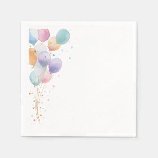 Servilleta De Papel Invitación de cumpleaños con globos pastel