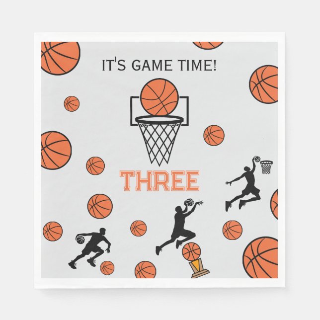 Servilleta De Papel Invitación de cumpleaños de baloncesto (Anverso)