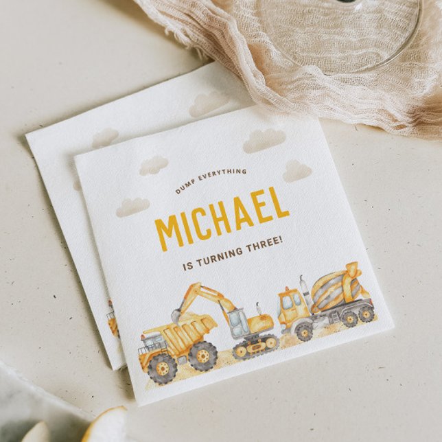 Servilleta De Papel Invitación de cumpleaños de construcción (Subido por el creador)