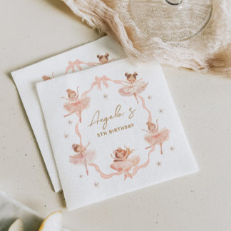 Servilleta De Papel Invitación de cumpleaños de Cute Ballerinas