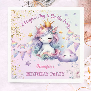 Servilleta De Papel Invitación de cumpleaños de unicornio niña papel r