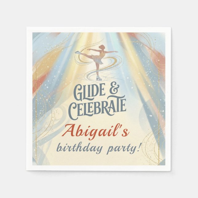 Servilleta De Papel Invitación de cumpleaños elegante para patinaje so (Anverso)