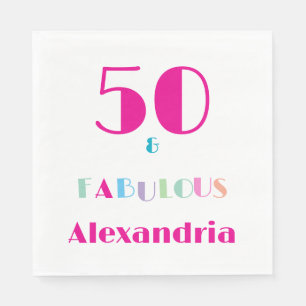 Servilleta De Papel Invitación de cumpleaños moderna y colorida de 50