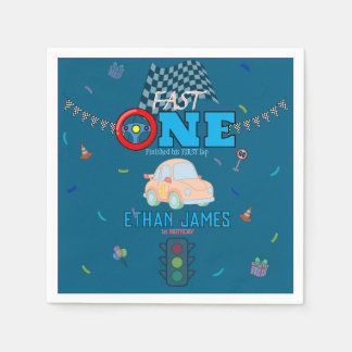 Servilleta De Papel Invitación de cumpleaños número 1 de niño de carre