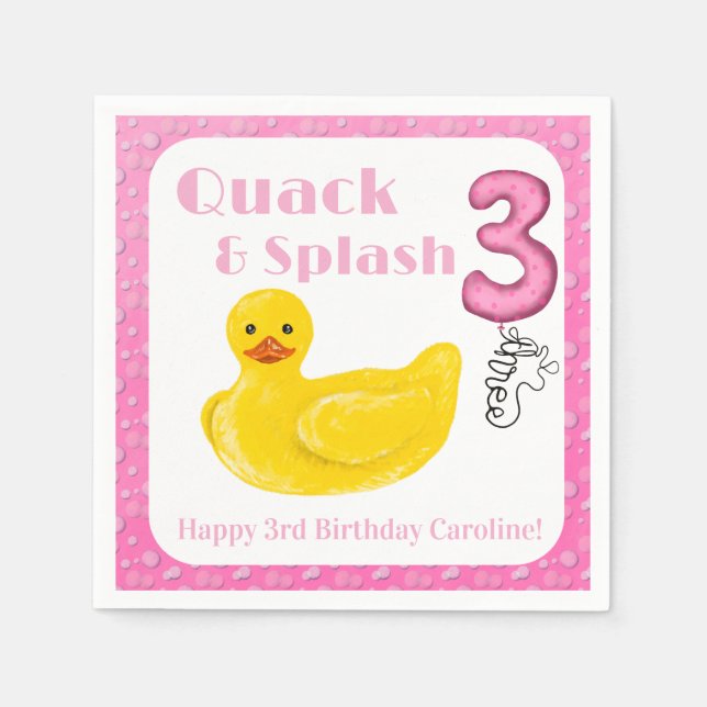 Servilleta De Papel Invitación de cumpleaños número 3 de Quack and Spl (Anverso)