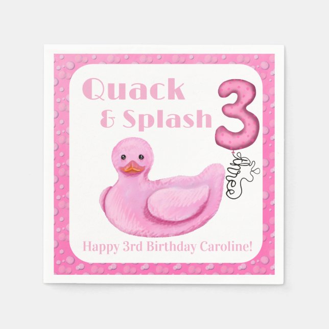 Servilleta De Papel Invitación de cumpleaños número 3 de Quack and Spl (Anverso)