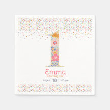 Invitación de cumpleaños número uno floral caprich