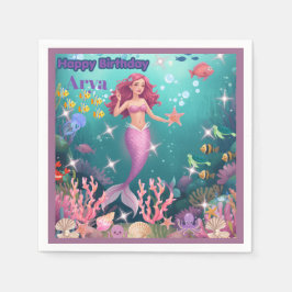 Servilleta De Papel Invitación de cumpleaños personalizada de sirena