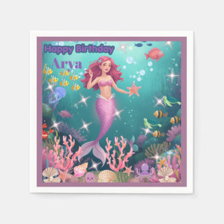 Servilleta De Papel Invitación de cumpleaños personalizada de sirena