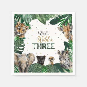 Servilleta De Papel Invitación de cumpleaños Wild & Three Safari