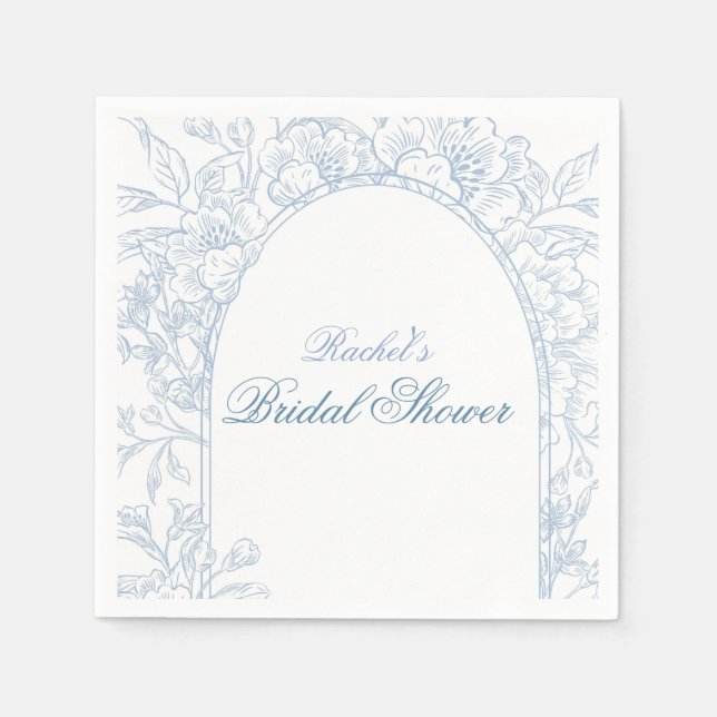 Servilleta De Papel Invitación de Despedida de Soltera con Flor Silves (Anverso)