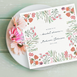 Servilleta De Papel Invitación de Despedida de Soltera de Flores Silve